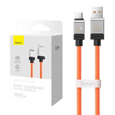 Baseus CoolPlay USB-A - USB-C töltőkábel 100W 1m narancssárga (CAKW000607) (CAKW000607)