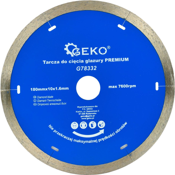 Geko tarcza do cięcia glazury 180mm x 10x1.6mm (G78332)