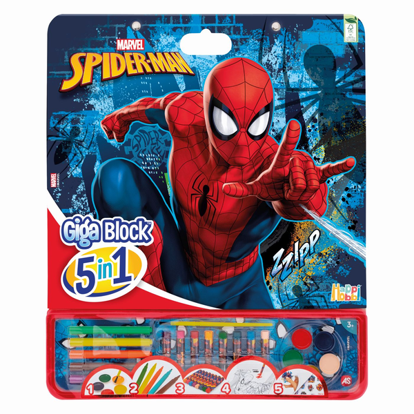 HAPPI HOBBI GIGA BLOCK 5 IN 1 MARVEL SPIDER MAN DRAWING SET