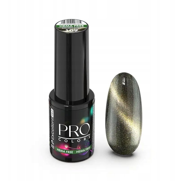 EXCELLENT PRO_Pro Colors Hema Free Cat Eye lakier hybrydowy 109 Golden Aura 7g