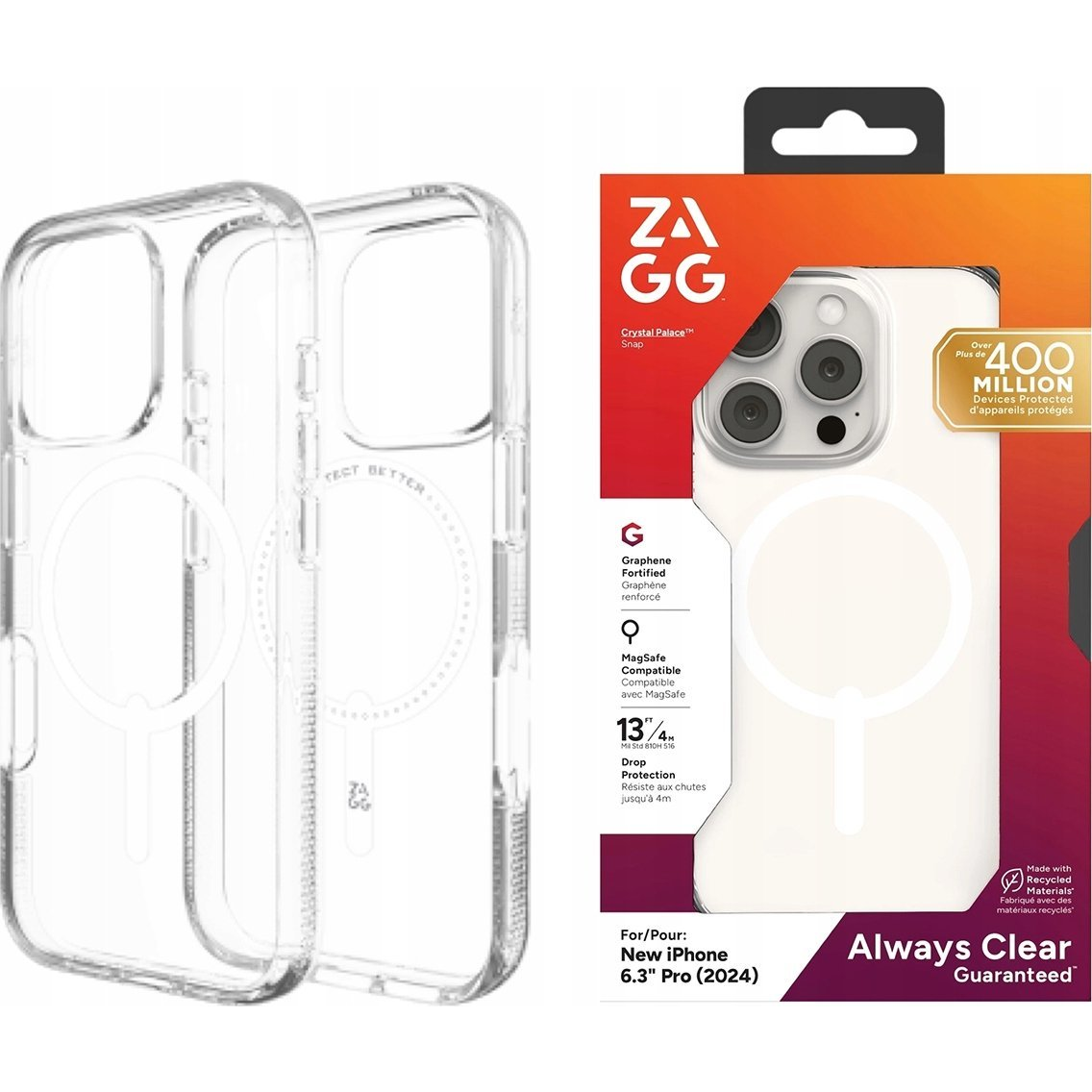 MOB ZAGG Cases Crystal Palace Snap Apple iP16 Pro Clear telefon tok átlátszó (702315044)