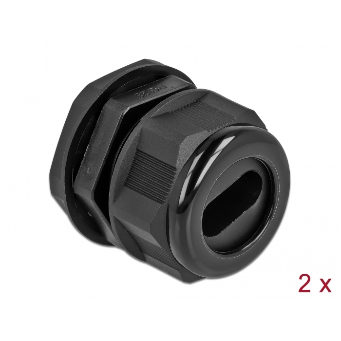 Delock Kábel tömszelence PG29 két kábelbemenettel 2 db. Fekete (60389) (60389)