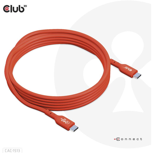 CLUB3D CAC-1513 USB kabel 3 m USB 2.0 USB C Oranžová