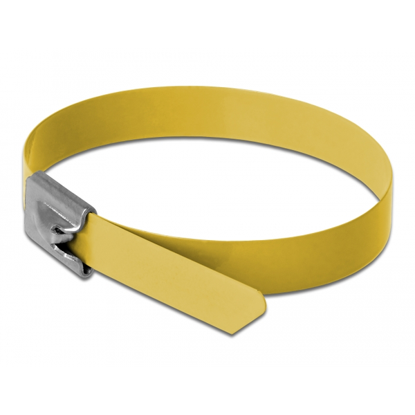 DELOCK Edelstahlkabelbinder L 200 x B 7,9 mm gelb 10 Stück