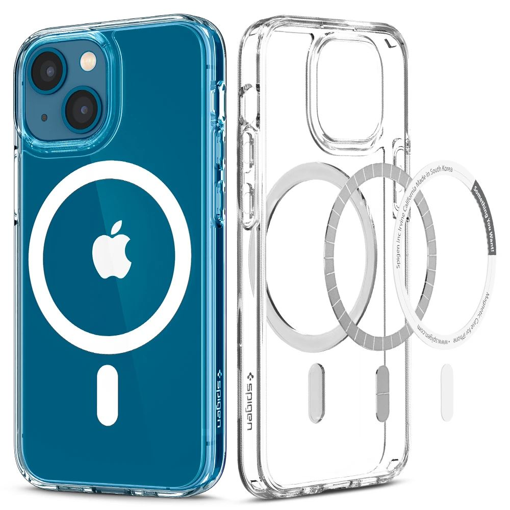 Spigen Ultra Hybrid MagSafe kompatibilis Apple iPhone 13 mini tok átlátszó-fehér (ACS03322) (ACS03322)
