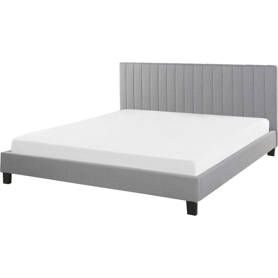 Cama Tapizada Gris 180 X 200 Cm Con Estructura Cabecero Decorativo Poitiers - Gris