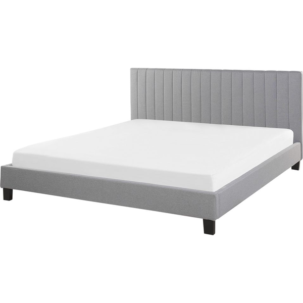Cama Tapizada Gris 180 X 200 Cm Con Estructura Cabecero Decorativo Poitiers - Gris