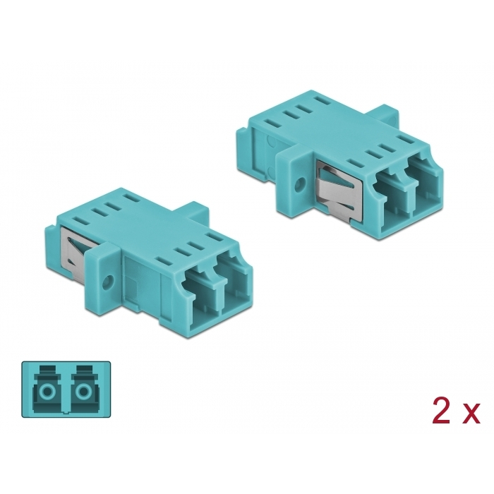Delock LC optikai szálas csatlakozó duplex anya - LC Duplex anya, multimódosú 2 db. világoskék (86536) (86536)