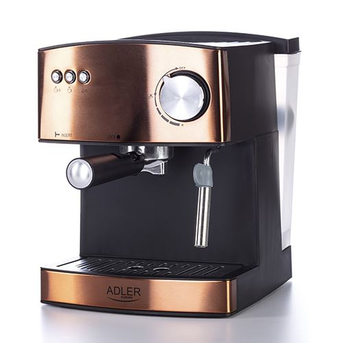Cafetera Espresso Manual 15 Bares 1,6 L, Brazo Doble Salida, Espumador Leche, Calientatazas Cobre 850w Adler Ad 4404cr