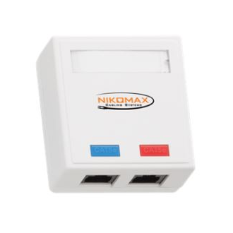 Nikomax Falon kívüli doboz, CAT6 Keystone betéttel, UTP, 2 portos (NMC-WO2UE2-WT)