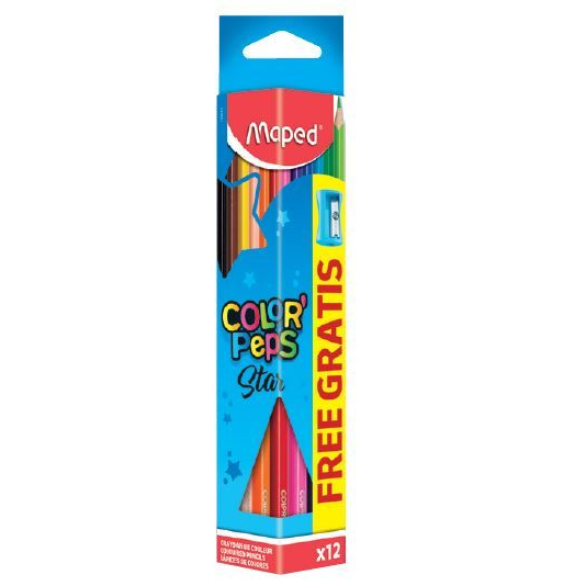 Maped Color`Peps színes ceruza készlet hegyezővel, 12 különböző szín (183213) (map183213)