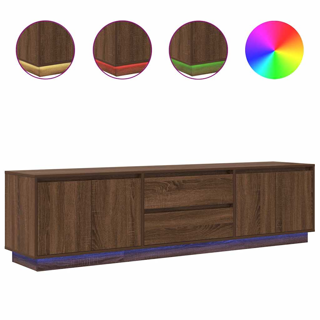 barna tölgyszínű TV-szekrény LED-lámpákkal 193,5x41x50 cm (3328441)