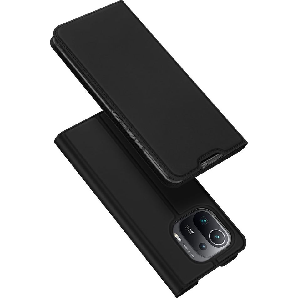 Husa Xiaomi Mi 11 Pro Dux Ducis Skin Pro in picioare, Efect de piele (Flip, Deschidere laterala, Suport card bancar, Functie suport desktop) Negru