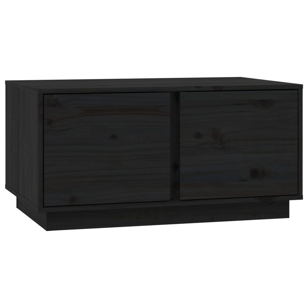 fekete tömör fenyőfa dohányzóasztal 80 x 50 x 40 cm (814423)