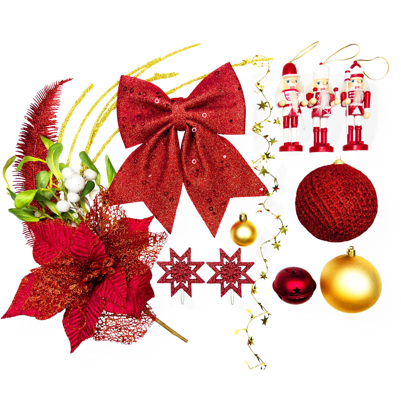 LAALU Piros diótörő díszkészlet, 100 cm fákhoz (LAU-2402-OZM)