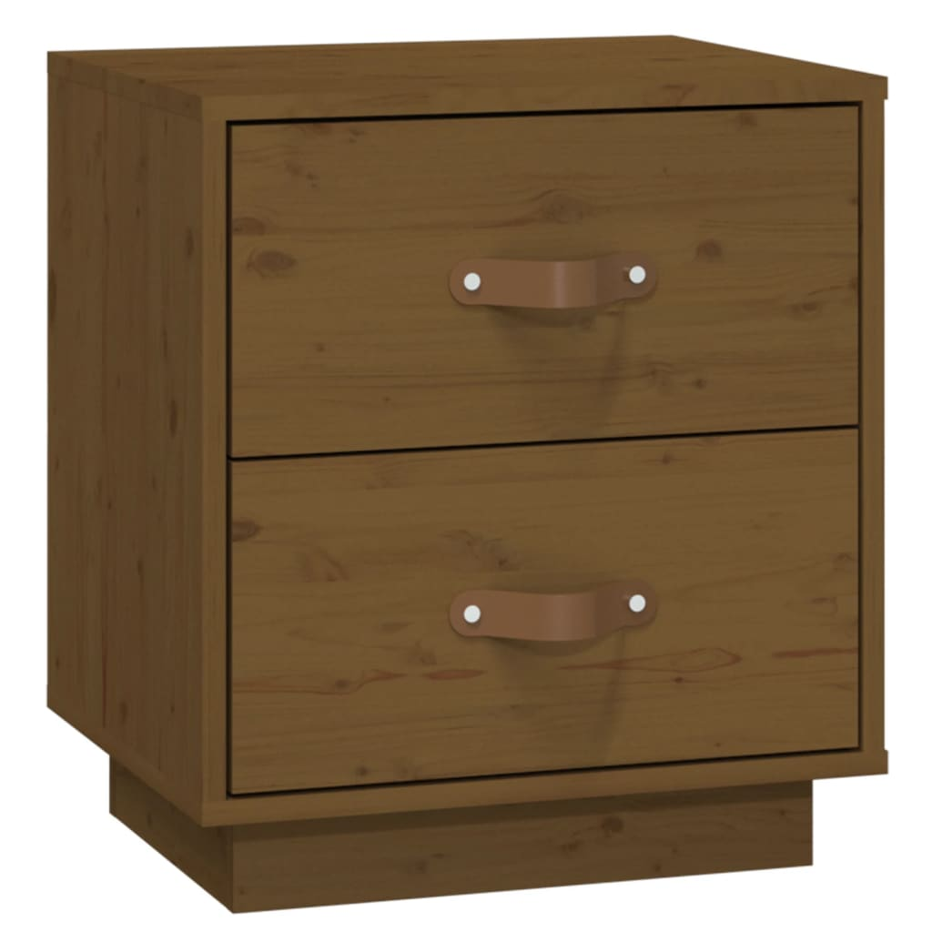 mézbarna tömör fenyőfa éjjeliszekrény 40 x 34 x 45 cm (818331)