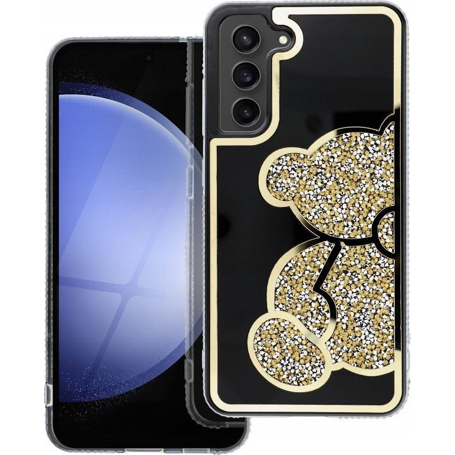 Teddy Bear Samsung Galaxy A52 5G / A52 LTE ( 4G ) / A52s 5G csillogó köves tok, arany