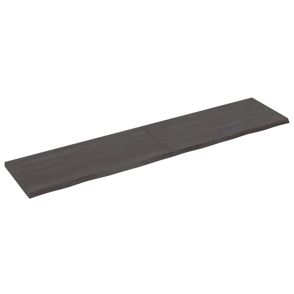 sötétbarna kezelt tömör tölgyfa fali polc 220 x 50 x (2-4) cm (363856)