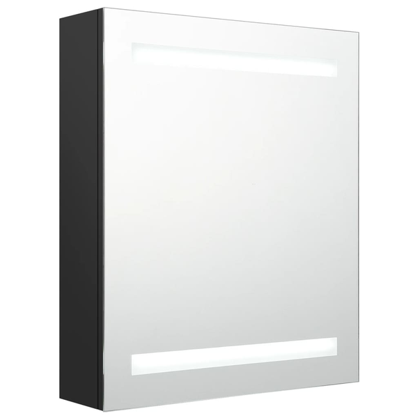 fekete LED-es tükrös fürdőszobaszekrény 50 x 14 x 60 cm