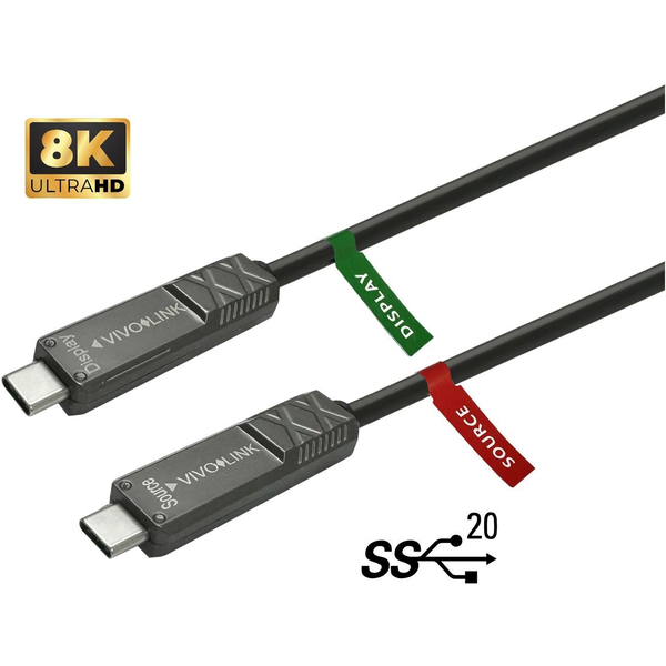 Vivolink PROUSBCMM8OP USB-kabel USB 3.2 Gen 2x2 8 m USB C 60 W Sort