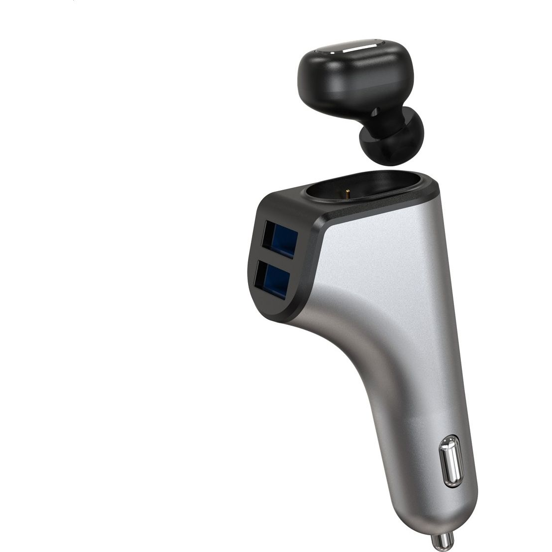 PLATINET Autós gyorstöltő 2x USB + Bluetoothos fülhallgató mono, fekete (PLCRBT2)