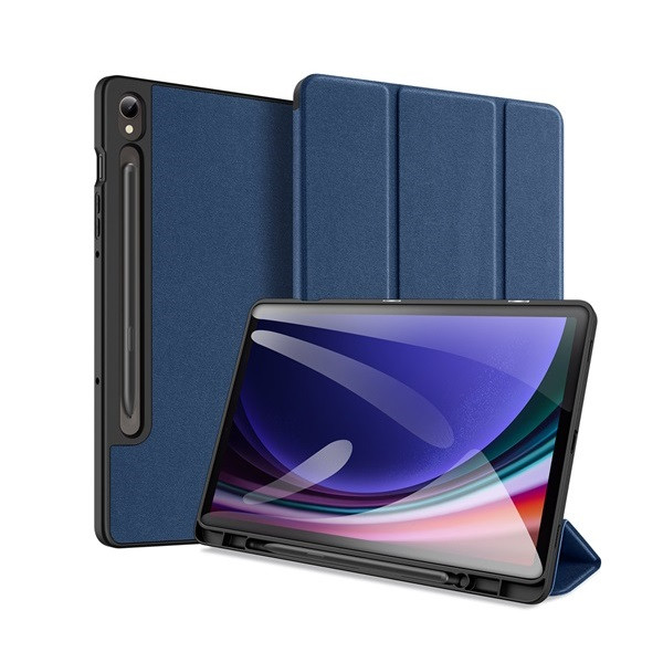 Samsung Galaxy Tab S9 FE (10.9) SM-X510 / X516B, mappa tok, Trifold, S Pen tartóval, Dux Ducis Domo, sötétkék (RS149758)