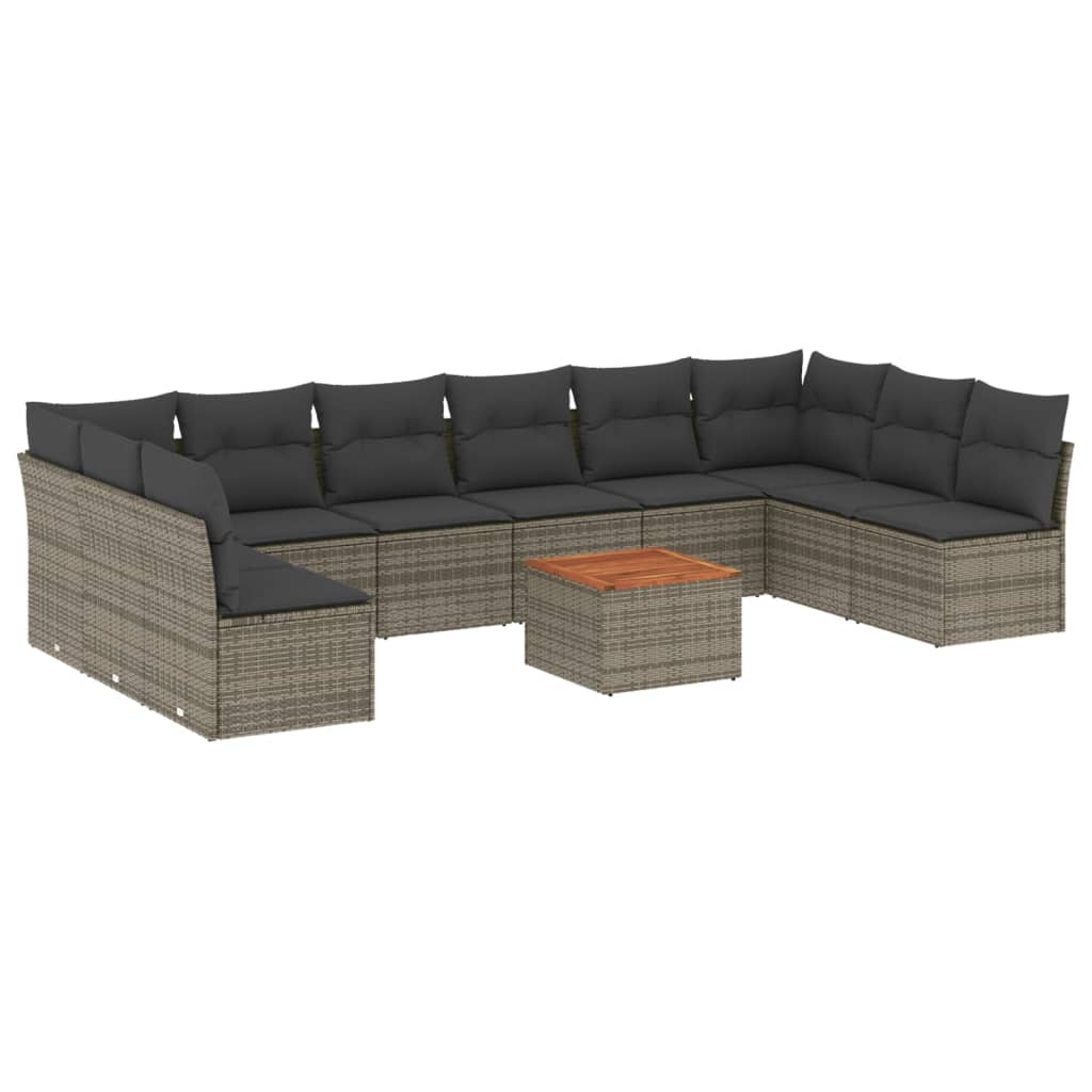 11 részes szürke polyrattan kerti ülőgarnitúra párnákkal (3223799)