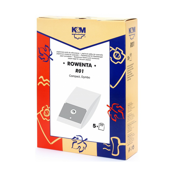 Торба за прахосмукачка K&M, Подходяща за модел Rowenta ZR745, Хартия, 5 броя торбички