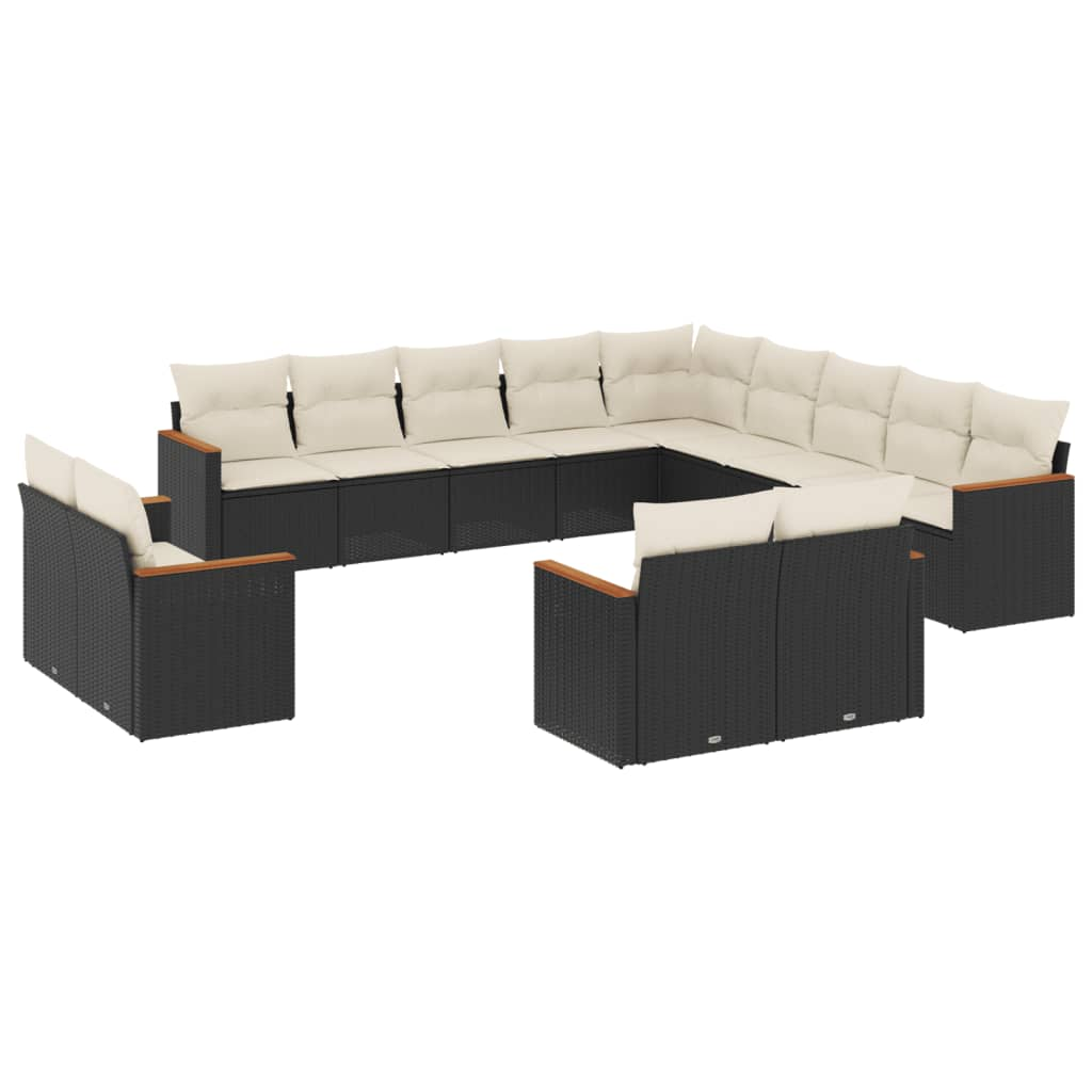 13 részes fekete polyrattan kerti ülőgarnitúra párnákkal (3226525)