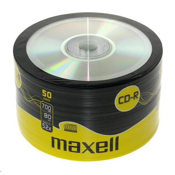 Maxell 80'/700MB 52x hengeres, zsugor (Shrink) CD lemez 50db/csom. nyomtatható
