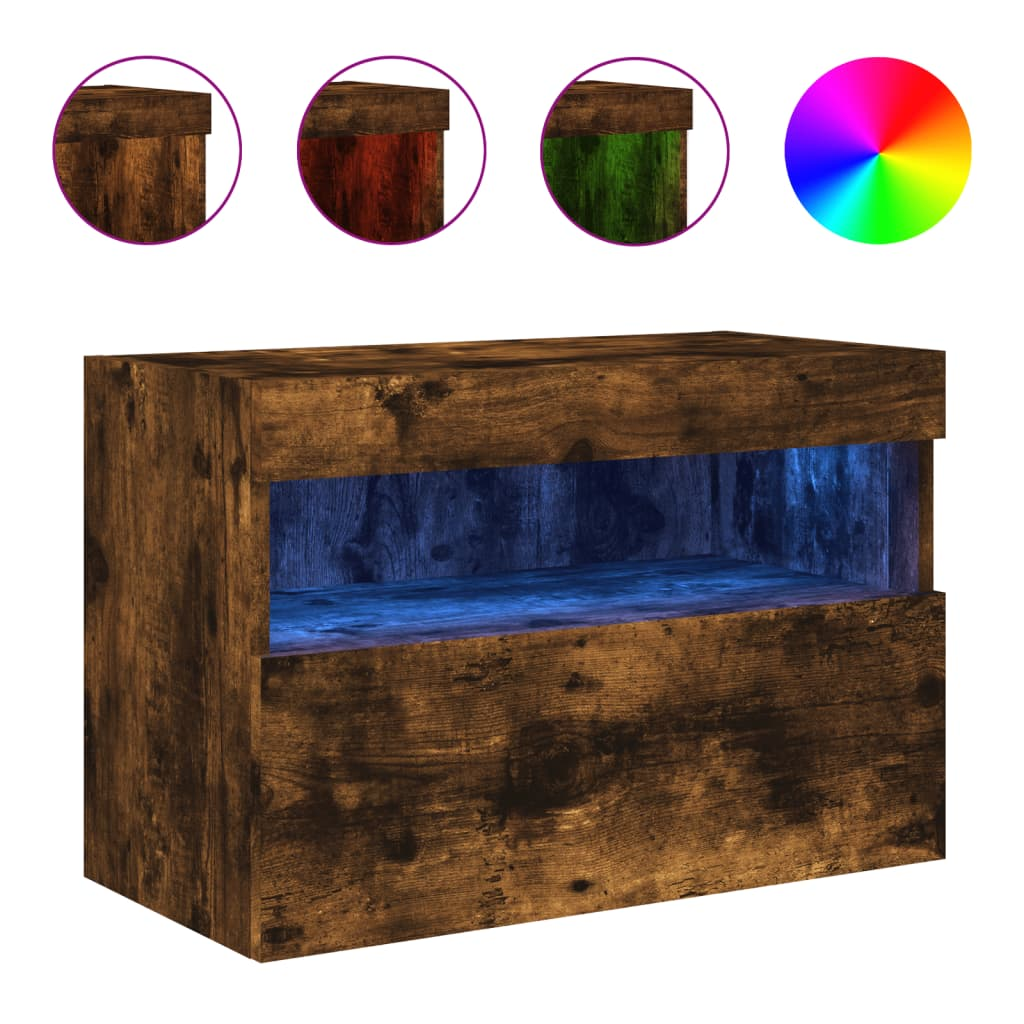 füstös tölgy színű fali TV-szekrény LED-ekkel 60x30x40 cm (837191)