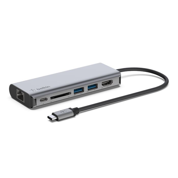 Belkin AVC008BTSGY dokkoló állomás és port replikátor USB 3.2 Gen 1 (3.1 Gen 1) Type-C Fekete, Szürke