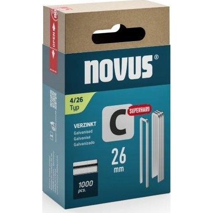 Novus Tools 042-0804 Keskenyhátú kapcsok 4-es típus 1000 db Méret (H x Sz) 26 mm x 6.1 mm (NV042-0804)