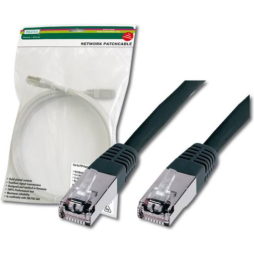 Digitus Patch Cable, SFTP, CAT5E, 5M, black hálózati kábel Fekete SF/UTP (S-FTP)