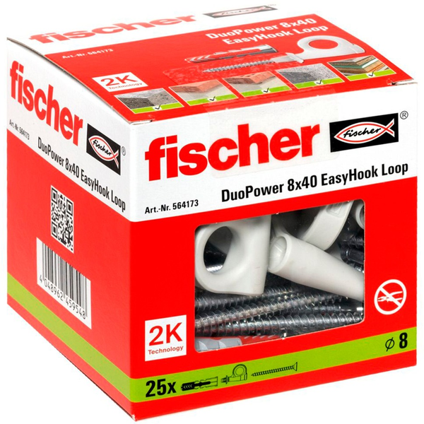 Fischer 564173 EasyHook kampó + DuoPower 8x40 tipli (25 db / csomag)