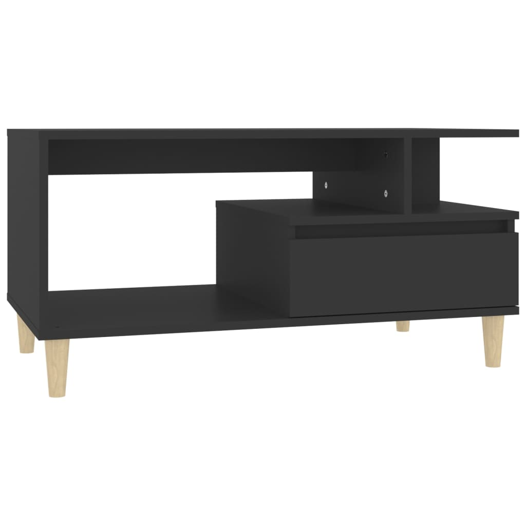 fekete szerelt fa dohányzóasztal 90 x 49 x 45 cm (819613)