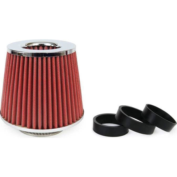 Univerzális Kúpos Légszűrő Piros/Króm + 3 Adapter amio-01282