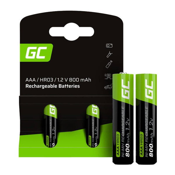Комплект батерии, Green Cell, AAA, HR03, 800mAh, 2 бр.