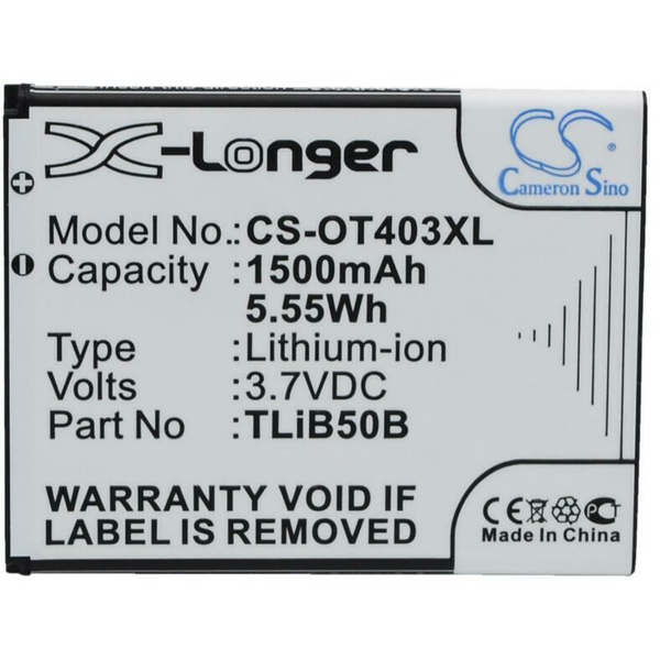 Cameron Sino Alcatel OT-2008G Li-Ion (3.7V/1500mAh, Alcatel CAB60B0000C2 kompatibilis) akkumulátor (CS-OT403XL)