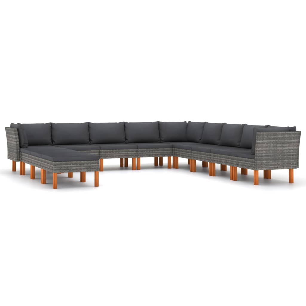 12 részes szürke polyrattan kerti ülőgarnitúra párnákkal (3059724)