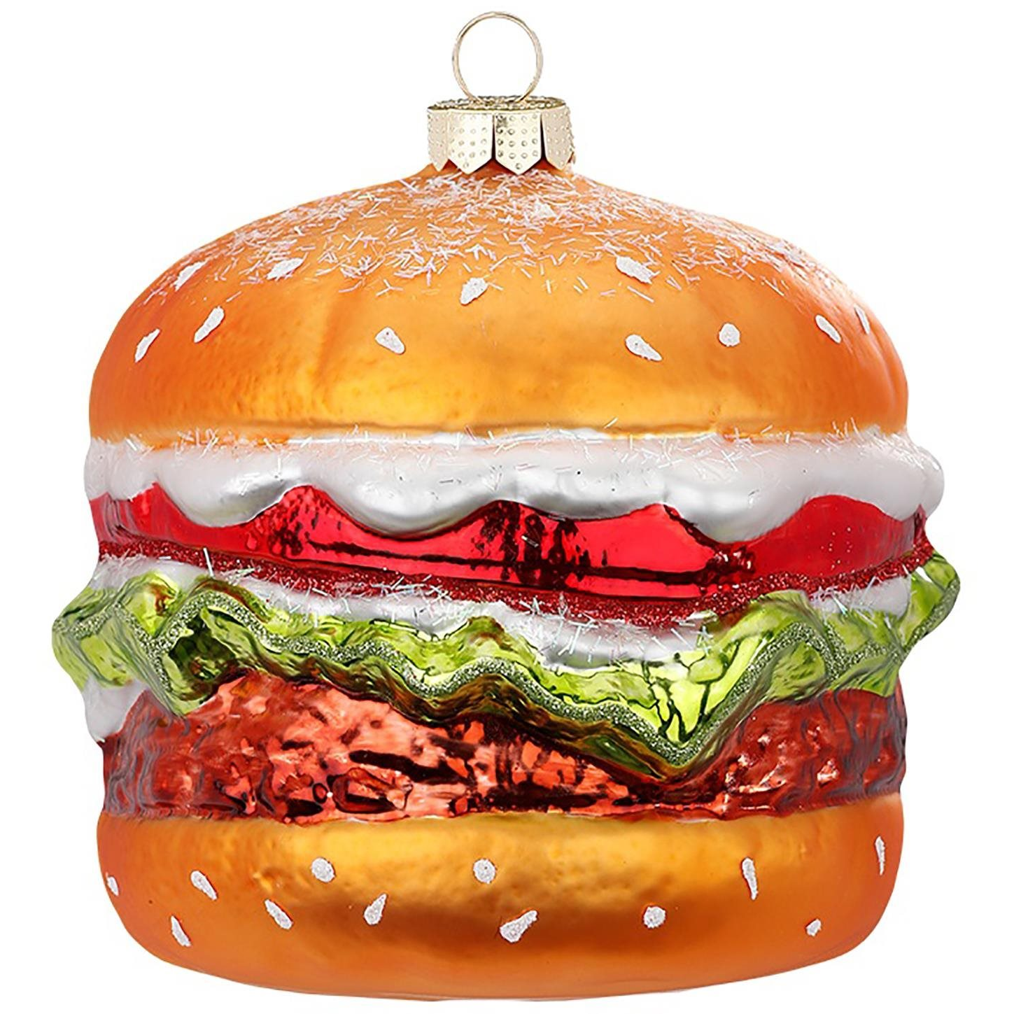 LAALU Üveg karácsonyi dekoráció Cheesburger 10 cm (LAU-1437)