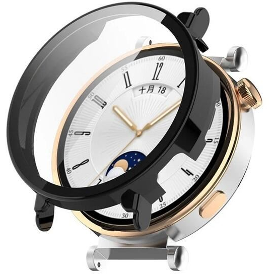 Gigapack Huawei Watch GT 4 41mm műanyag fekete védőkeret és kijelzővédő üveg (GP-158359)