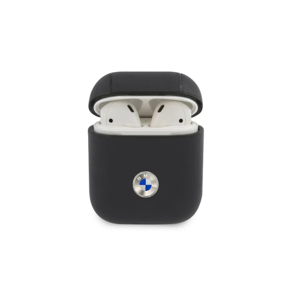BMW M2 SALNA AirPods 1/2 tok AirPods 1/2 készülékhez, igazi bőr, tengerészkék, ezüst logó