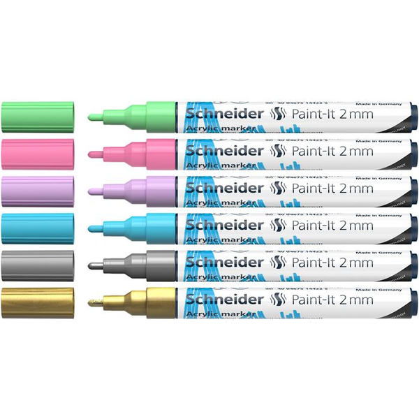 Schneider Paint-it 310 2mm Akril marker készlet - Vegyes színek (6 db / csomag)