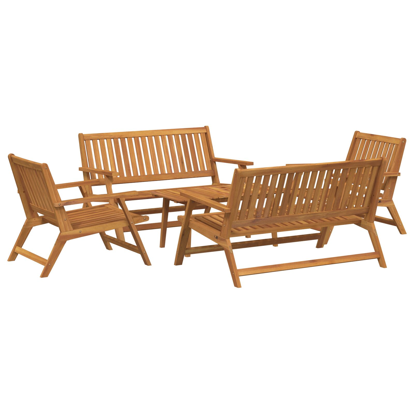 Kerti székek asztallal 5 db Tömör akácfából (3214456)