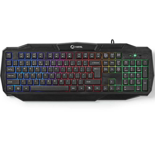 Клавиатура Gaming Nedis, USB 2.0, US International, Черен