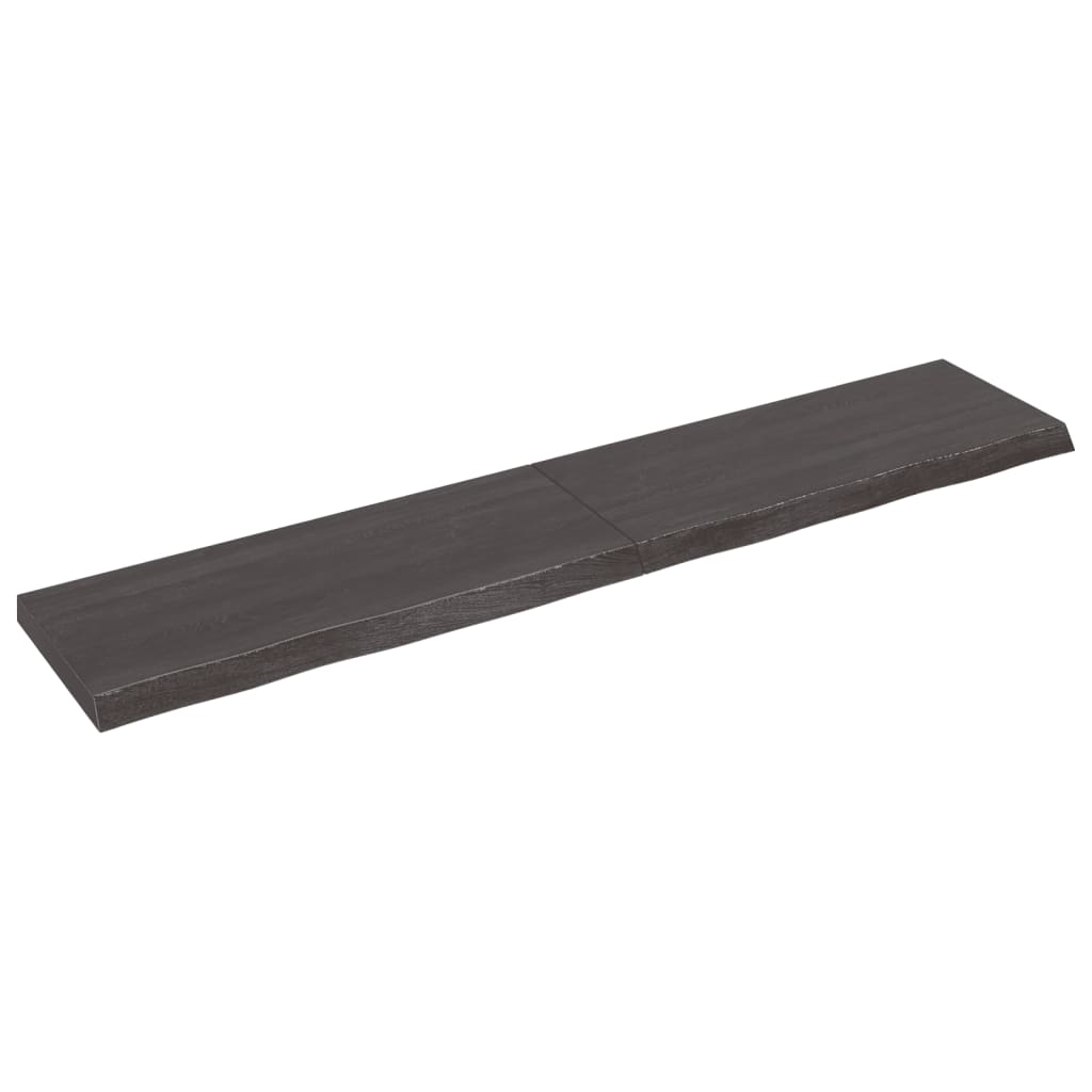 sötétbarna kezelt tömör tölgyfa fali polc 200 x 40 x (2-6) cm (363847)