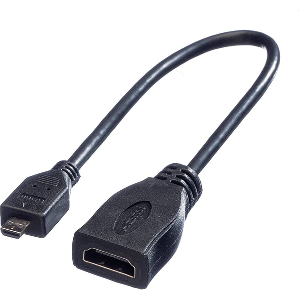 Roline HDMI priključni kabel HDMI-A  vtičnica\, HDMI-mikro-D  vtič 0.15 m črna 11.04.5584 zaščiten HDMI kabel