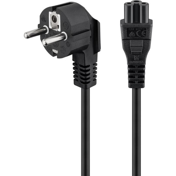Kabel zasilający Goobay Kabel przyłączeniowy sieci (styk uziemiający) kątowy, 3 m, czarny - Długość kabla 3 m