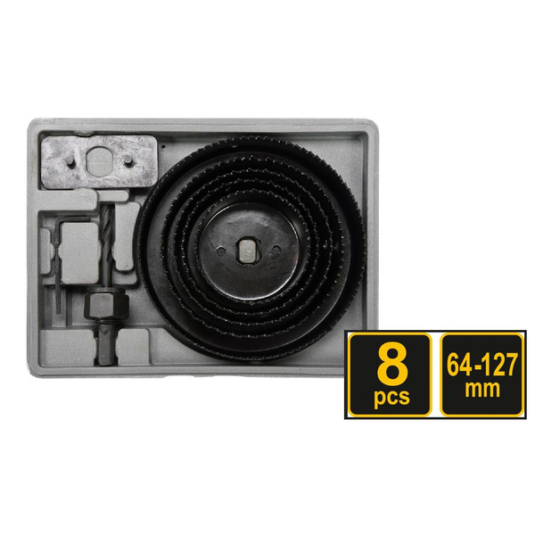 KÖRKIVÁGÓ KÉSZLET FÁHOZ (MŰANYAG DOBOZBAN) , 8DB, MÉLYSÉG: 25MM, 65-130MM